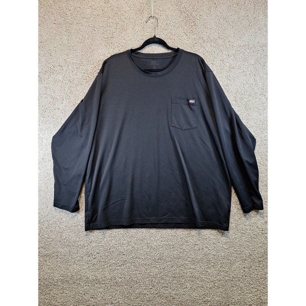 Dickies Shirt Mens 3XL Black Long Sleeve Pocket Tee Performance Workwear Casual